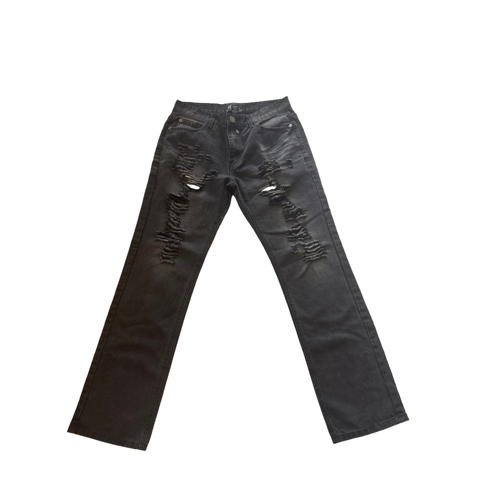 Outback Rider Black Distressed Jeans Sz 34x32 Cotton Blend Denim Classic Comfort